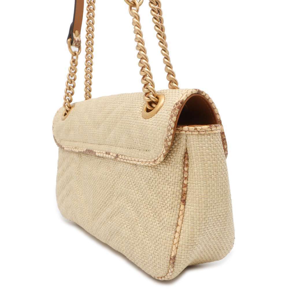 Gucci Gg Marmont Raffia Python Leather Chain Shou… - image 2